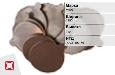 Медная заготовка М00б 1300х110 мм ГОСТ 193-79 в Таразе